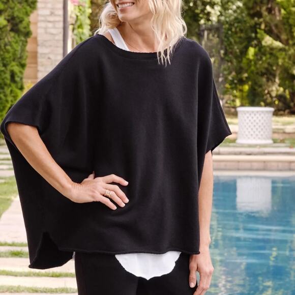 Frank & Eileen Tee Lab Capelet Black 100% Cotton Fleece Oversized OS - Picture 1 of 4